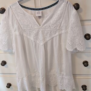 Women's White Eyelet Top